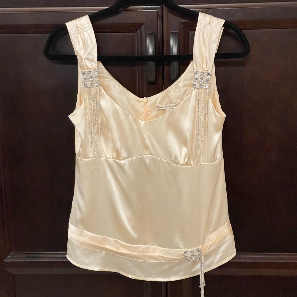 Yellow Silk and Beaded Top by Nanette Lepore Size 4